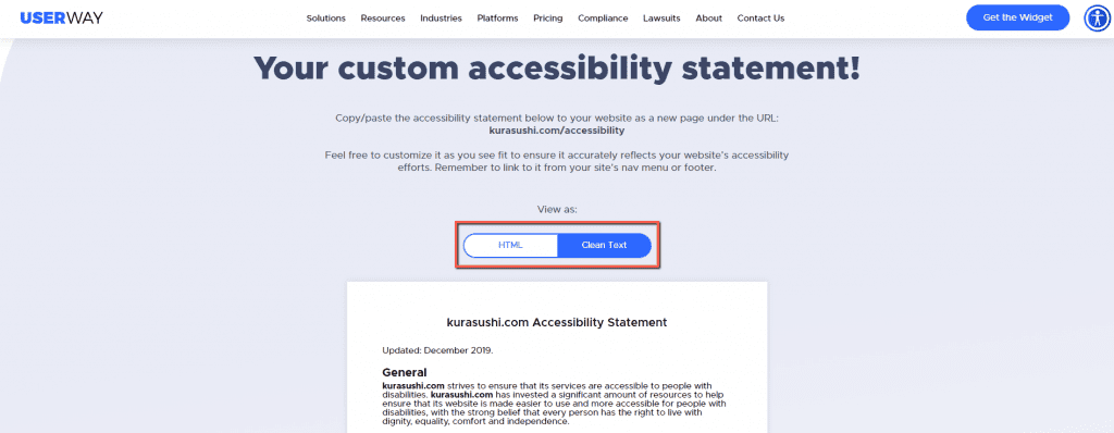 userway accessibility statement generator