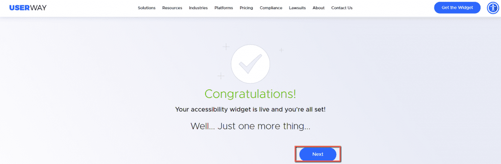 userway accessibility widget congratulations one more thing
