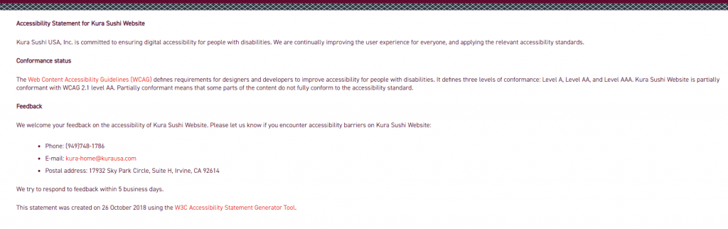 w3 accessibility statement kura example