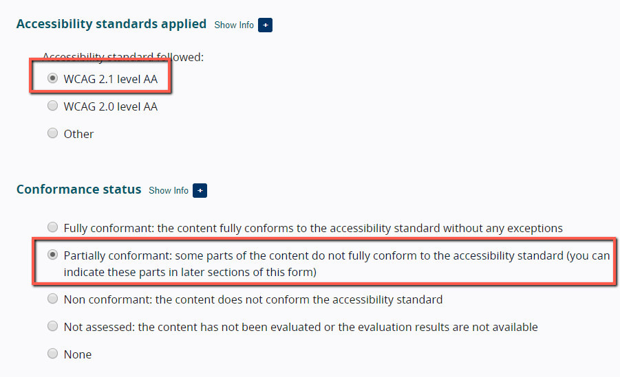 w3 accessibility statement questionnaire